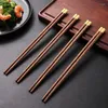 Baguettes 10 paires ensemble en bois chinois japonais Sushi bâtons réutilisable coréen côtelette bois couverts vaisselle