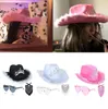 Pink Cowboy Caps Western Cowgirl Hat for Women Girl Photo Props Bandana Cowgirl Hats Party Fedora