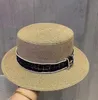 رسالة صيفية جديدة راينستون شقة أعلى الورق غرامة جديلة شمس قبعة عصرية أعلى قبعة القش القبعة