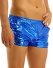 Mäns shorts Mens Shiny Metallic Boxer Shorts Low Rise Stage Performance Rave Clubwear Costume Mannes Shorts Trunks Underpants Bottoms 230317