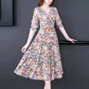 Casual Dresses Summer Floral Natural Silk V-Neck Midi Dress Women Boho Fashion Light Beach Sundress 2022 Korean Elegant Bodycon Casual Dresses W0315