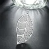 Chaînes 925 argent grande feuille pendentif collier 18 pouces chaîne pour les femmes mariage fiançailles fête bijoux chaînes-cadeaux