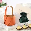 GRESTO GREST 5pcs bolsa de couro de veludo interno colorida de cor sólida mini favores de casamento para distribuições de festa de convidados