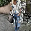 Chemisiers pour femmes Oversize Summer Fashion Boho Print Blouse Casual Loose Sheer Cardigan en mousseline de soie Kimono Tops Femme Femme Chemise à manches mi-longues