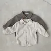 Kids Shirts Children Lapel Bear Embroidery Shirts Cotton Baby Boys Long Sleeve Tops Casual Girls Tee Infant Shirts Kids Clothes 230317