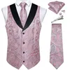 Gilet da uomo Rosa Paisly Suit Set 5 PCS Tuxedo Gilet e cravatta Pocket Square Gemelli Clip per matrimonio Abbigliamento uomo Blazer 230317