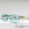 2023 New High Quality F Family Frameless Cat Eye Women's Network Red Wind INS Same Style Ultra Light Sunglasses Men's Fashion FE40066