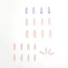 Uñas postizas 24 unids/caja Presione sobre la cubierta completa artificial desmontable Púrpura Long Coffin Ballerina Nail Tips Wearable Fake