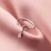 Pierścienie zespołowe Trustdavis Authentic % 925 Srebrny łańcuch srebrnych koralików Otwarty Pierścień palca dla kobiet dziewczęta srebrna biżuteria dar ds1891 g230317