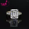 Cluster-Ringe CADERMAY 18k Gold Ring 10x12mm 8ct D VVS1 Smaragdschliff Moissanit Diamant Luxus Verlobung Hochzeit Jahrestag Schmuck