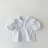 قمصان الأطفال 1784b قميص طفلة الصيف الكوري الكوري كبير في طوق الفتاة البلوزة البسيطة القطن حلوة القميصات