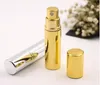 Calidad Brillante Oro Plata 5ml Botella de perfume portátil recargable Viajero Atomizador de aerosol de aluminio Envase de perfume vacío