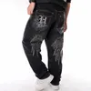 Herenjeans nanaco man losse baggy hiphop skateboard denim broek street dance hip hop rap mannelijke zwarte broeken Chinese maat 3046 230317