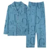 Mäns sömnkläder Trendiga bokstäver Herrtryckade pyjamas 100% bomullspyjamas Ställ vårens hösten Casual Men's Plus Size Pyjamas PJ Breattable Pyjamas 230330