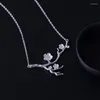 Chains Clavicle Chain 925 Sterling Silver Cherry Blossom Necklace Fashion Summer Jewelry Branch Flowers Necklaces & Pendants For Women
