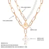 Łańcuchy moda moneta krzyż naszyjniki z pereł wielowarstwowe naszyjnik z żywicy dla kobiet czeski długi łańcuszek Choker Trendy 2023 biżuteria