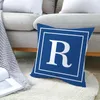 Kudde Navy Blue English Alphabet Cover Polyester 45x45cm Throw Case Living Room Soffa/Bed/Couch Dekorativ kudde