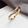 Anéis de casamento Loredana Design exclusivo em forma de V, pequeno anel de abertura fresco para um presente de mulher