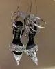 Été luxe Tomsford miroir cuir sandales chaussures pierres de cristal pointu bijou cheville-cravate talons hauts robe de soirée mariage gladiateur Sandalias EU35-42