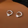 Boucles d'oreilles créoles en argent Sterling 925, boucle d'oreille romantique en forme de cœur en cristal pour femmes, petit cercle, bijoux délicats