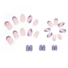 False Nails 5Boxs Fake With Wavy Design Detachable French Short Ellipse Almond Full Cover Nail Tips Press On