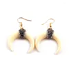 Dangle Earrings MOODPC Fashion Ox Horn Moon Pendant Metal Drop Earring