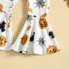 Rompers -06-23 Lioraitiin 0-5 jaar Toddler Boy Girl Halloween Jumpsuit Mouwloze spaghetti riemen Hoge taille uitlopende zoom bodysuit 230317