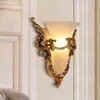 Wall Lamps European-style Resin Lamp E14 Bulb Retro Indoor Bedside Sconce Light Fixture Lighting Gold Bedroom Decor