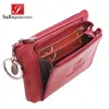 Wallets Hot Genuine Cowhide Leather Purses And PU Wallets For Women Female Coin Purse Small Zipper Money Bags Card Holder Key Ring PouchL230303