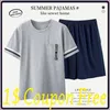 Men's Sleepwear O-Neck Full Cotton Mens Summer Short Sleeve Shorts Pajamas Set Big Size L-4XL Sleepwear Leisure Suits Nightwear Pijamas HDE 230317