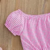 Kleidungssets Baby Mädchen Sommer Kleidung Set Mode Neugeborenen Plaid Kurzarm Crop Tops Denim Strampler Stirnband 3 Stücke Für Kleinkind Outfits