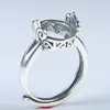 Кластерные кольца 925 Стерлинговое серебряное серебро винтажное обручальное свадебное полугровяное кольцо настройки кольца подгонки 9x11 мм овальный кабохон янтарный опал -гранат регулируется