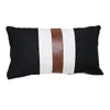Печелочная чехла для подушки с полосатой кожаной подушкой современные роскошные декоративные броски для дивана для дивана гостиная