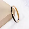 Bangle Stainless Steel Rose Gold Color Bracelets & Bangles Charm Cubic Zirconia Female Open Cuff For Women Men Jewelry