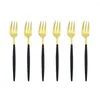 Dijkartikelen Sets 6 stks/Set Black Gold Forks Set snack vork vork bestrooien roestvrijstalen tafelwerk dessert fruit zilverwerk