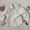 Kids Shirts Children Lapel Bear Embroidery Shirts Cotton Baby Boys Long Sleeve Tops Casual Girls Tee Infant Shirts Kids Clothes 230317