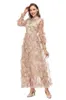 Women's Runway Dresses O Neck Long Sleeves Ruffles Printed Elegant Fashion Designer Party Prom Gown Vestidos