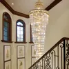 Luxcry Crystal Chandeliers Duplex Living Room Lights Villa Stair Long Chandeliers Revolving Staircase Lights Hotel Engineering Lamp