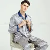 Men's Sleepwear Mens Silk Satin Pajamas Set Pajama Pyjamas Set Sleepwear Loungewear M L XL XXL 3XL 230317