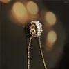 Hänghalsband härlig guldfärgplätering cz zirkonbeläggning runt cirkelhalsband för kvinnor flicka elegant underbara smycken tillbehör