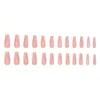 False Nails 2023 24pcs Roze Frans lange pers op elegante vingernagels stickers manicure manicure spaar tijd kunstmatig