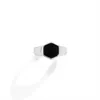 Anneaux De Bande Simple Mode Rétro Hexagonal Noir Brillant Anneau Conception Sens Hommes Ouverture Réglable Anneau En Métal Anniversaire Cadeau Bijoux G230317