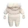 Rompers de inverno macacão bebê macacão grosso e quente com capuz dentro de roupas de lã de roupas nascidas meninos de menina macacão de roupas de vestuário de calças de neve 230317