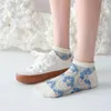 Women Socks 2023 Fashion Retro Womens Spring Summer Printed 3D Flowers Girls Cute Casual Short Ankle Cotton