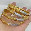 Bangle 4st/Lot Dubai Two-Tone 24k Gold Color Bangles For Women Men Etiopiska armband Afrikanska smycken Saudi Arabiska bröllop Bride Gift