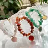 Charm Bracelets Irregular Natural Gem Stone Bracelet Heart Shape Chips Nuggets Gravel Beads Red Agate Opal Pink Crystal Healing