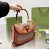 Mini Bamboo Hand Bag Classic Letter Printing Shoulder Bags Vintage Women Crossbody Handbags Purse Removable Chain Strap Bamboo Buckle Flap Cell Phone Pocket