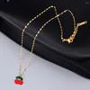 Pendant Necklaces YCHM Cute Crystal Cherry Choker Necklace For Women Stainless Steel Red Aesthetic Sweet Girl Party Accessories Jewelry Gift