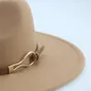 Fedora hoedhoeden voor vrouwen vilten hoeden voor mannen solide brede rand 9,5 cm riem casual formele Panamas dameshoed