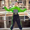 Stage Wear Hip Hop Girl Dance Clothes Green Crop Tops Loose Pants Kpop Outfits Kids Street Jazz Modern Performance Costumes